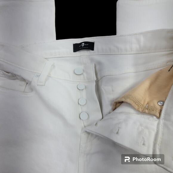 7 For All Mankind Josefina Distressed White Ankle Skinny Jeans SZ 26 - Picture 10 of 16
